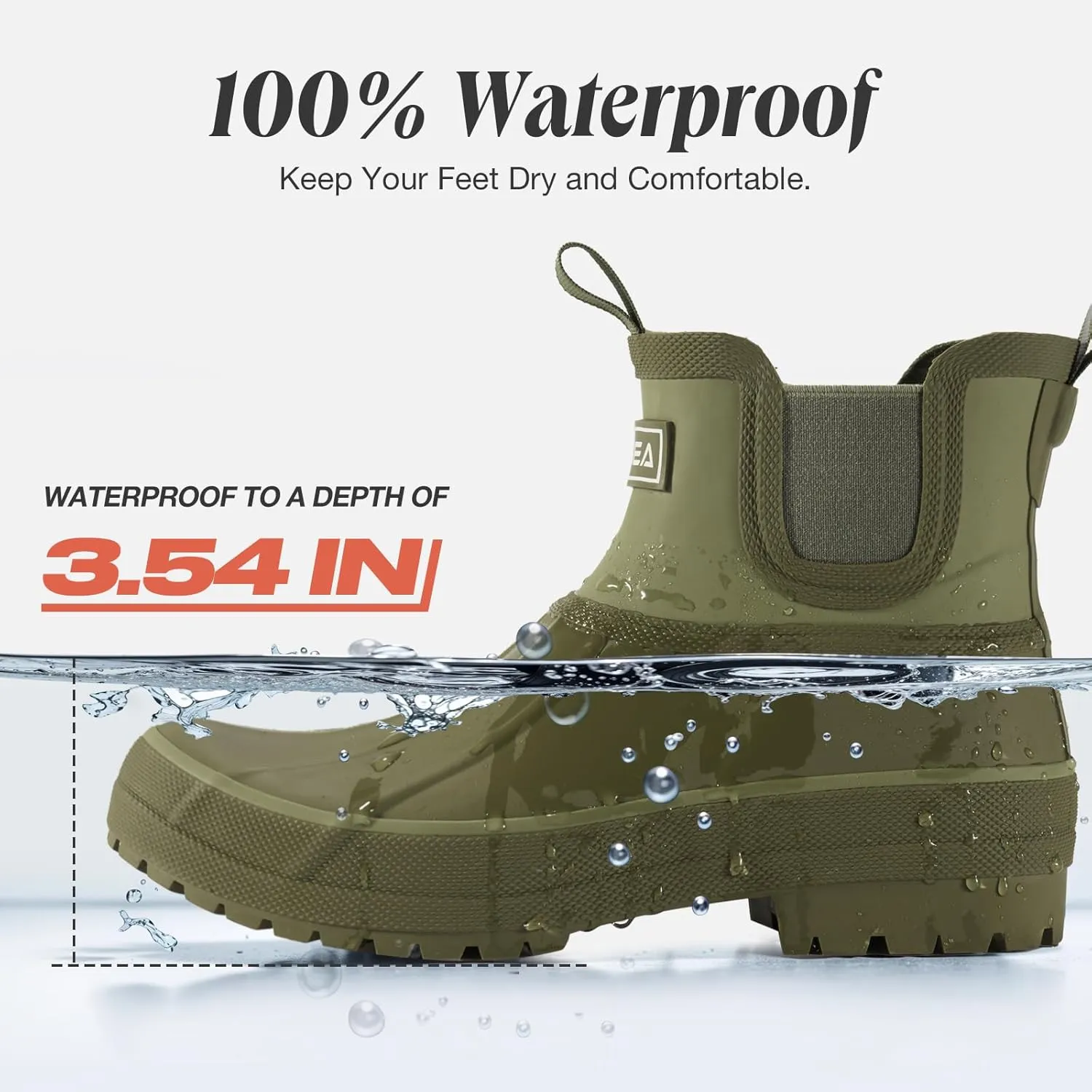 HISEA Women's Duck Chelsea Rain Boots Waterproof Short Garden Boot Outdoor Mud Boots