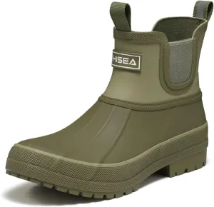 HISEA Women's Duck Chelsea Rain Boots Waterproof Short Garden Boot Outdoor Mud Boots