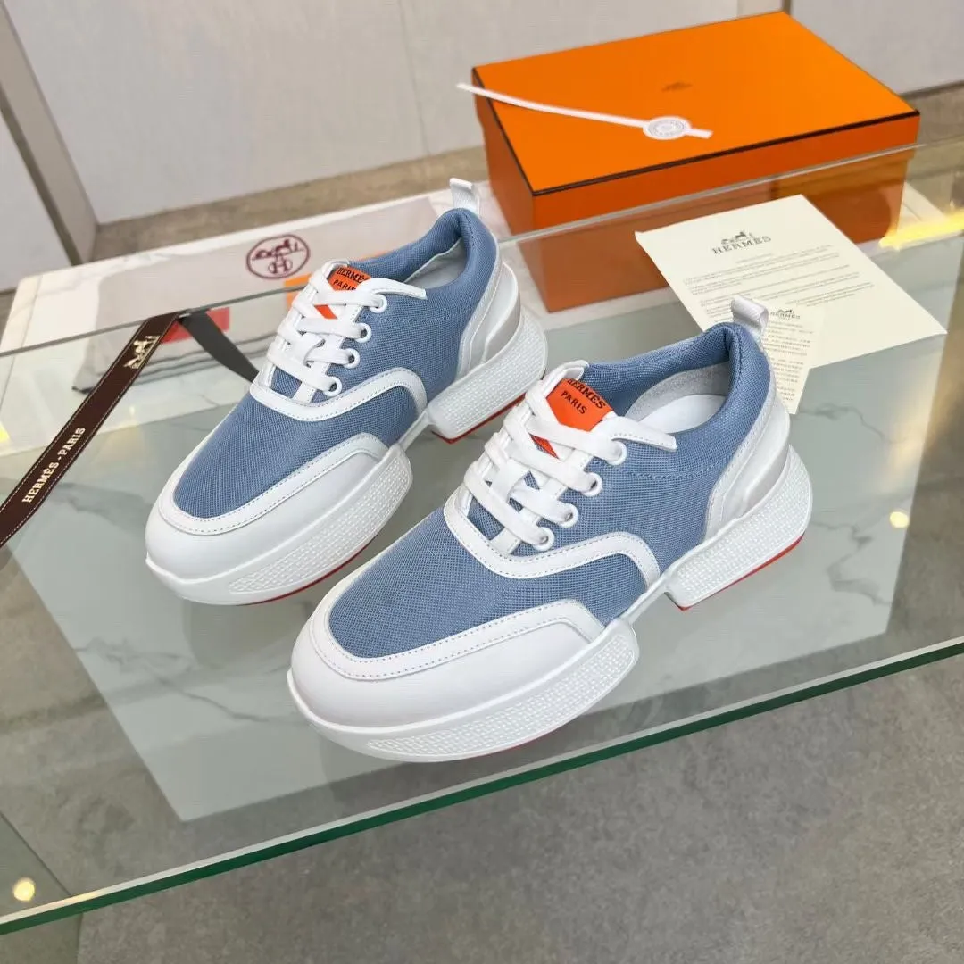 HM Giga 50 Sneaker Light Blue Canvas White Goatskin Orange