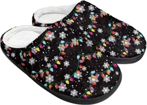 Holiday Christmas Slippers Indoor Bedroom Fluffy Warm Slippers Winter House Slippers for Women Men Soft House Shoes