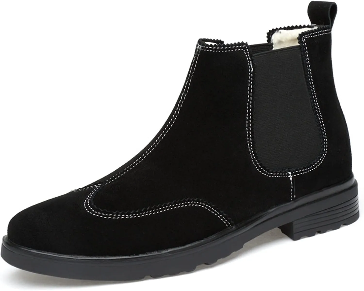HOOENG Ankle Boots for Men Win Tip Elastic Bandage Suede Cowhide Non Slip Anti-Slip Waterproof Wearable Slip on Classic Work
