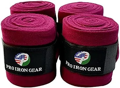 Horse Fleece Wraps Bandages/Polo Wraps/Stable Wraps Equestrian Leg Wraps Set of 4 Equestrian Boot Protection (Burgundy/Maroon)
