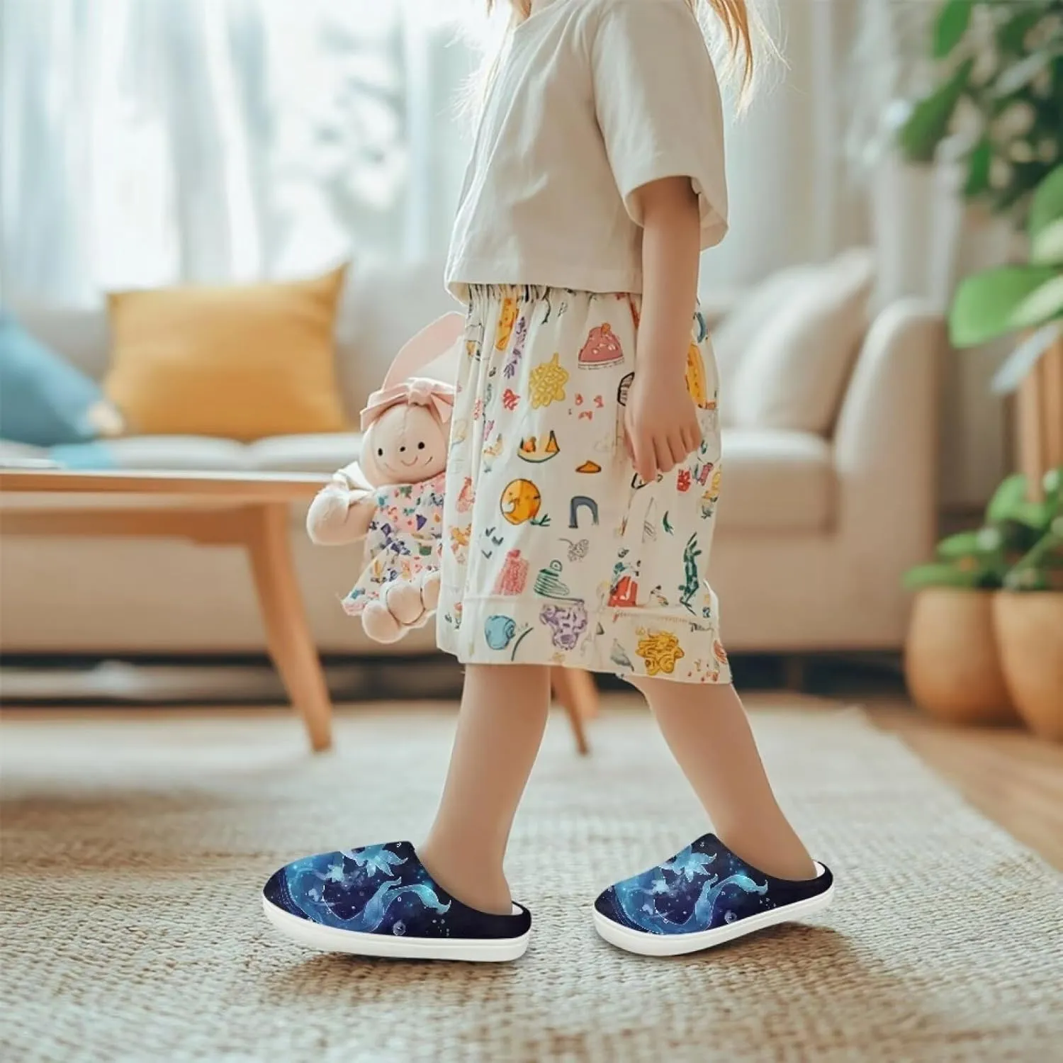 House Slippers for Girls Kids Cozy Fuzzy Slippers Boys Soft Plush Slip On Shoes Cute Winter Bedroom Slipper