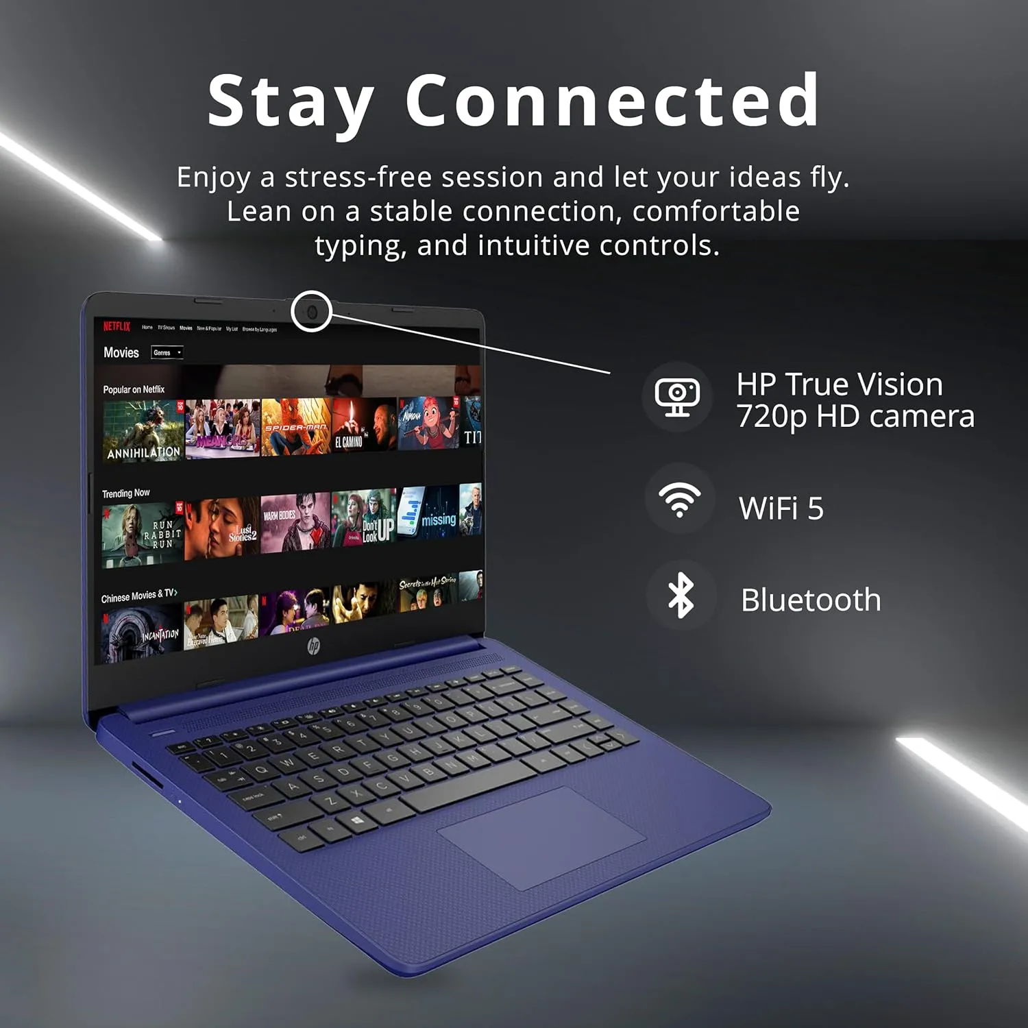 HP Stream 14" HD Lightweight Laptop, Intel Celeron N4120, 8GB RAM, 224GB Storage(64GB eMMC   160GB Docking Station), Intel UHD Graphics, HD Webcam, 1 Year Office 365, WiFi, Bluetooth, Win 11s, Blue