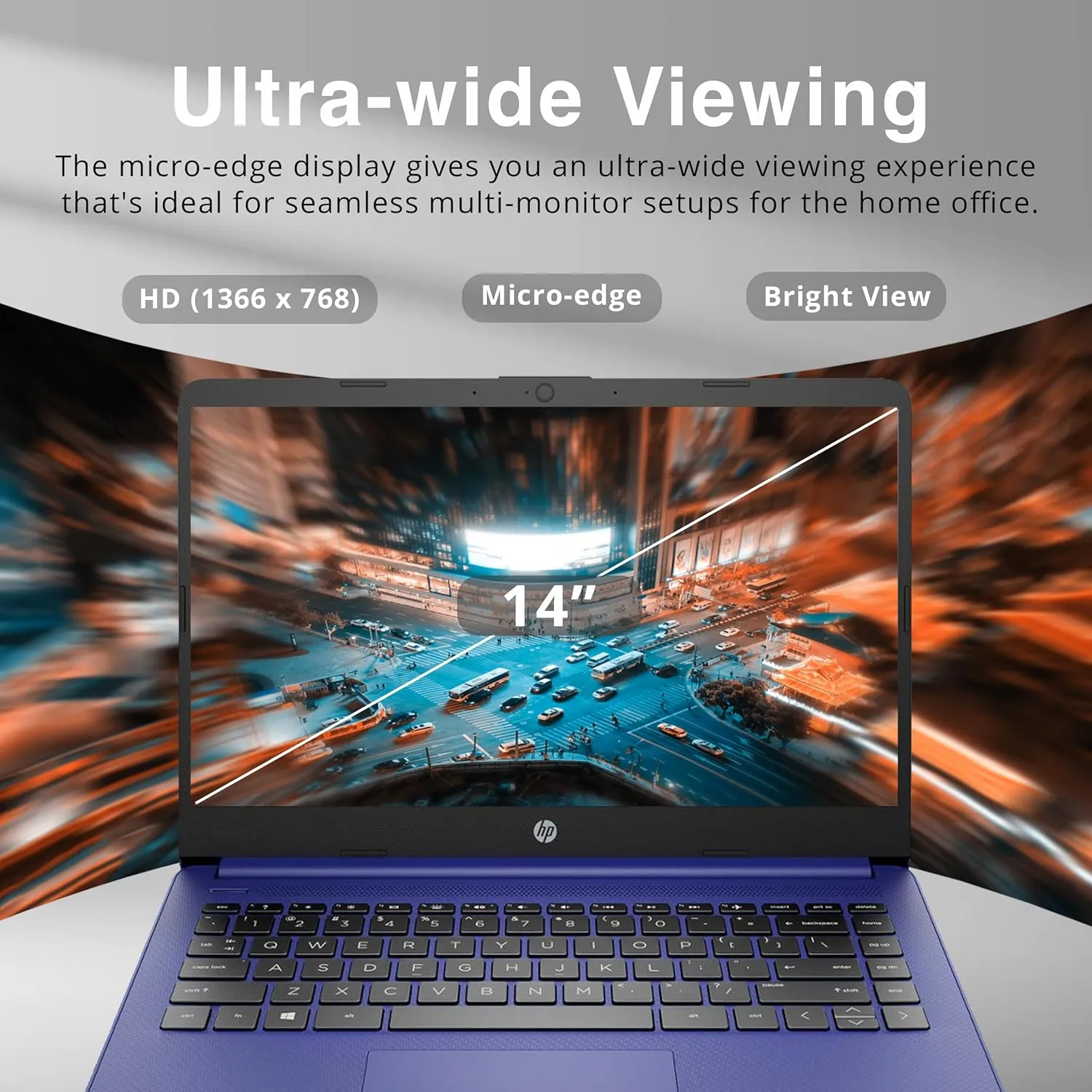 HP Stream 14" HD Lightweight Laptop, Intel Celeron N4120, 8GB RAM, 224GB Storage(64GB eMMC   160GB Docking Station), Intel UHD Graphics, HD Webcam, 1 Year Office 365, WiFi, Bluetooth, Win 11s, Blue