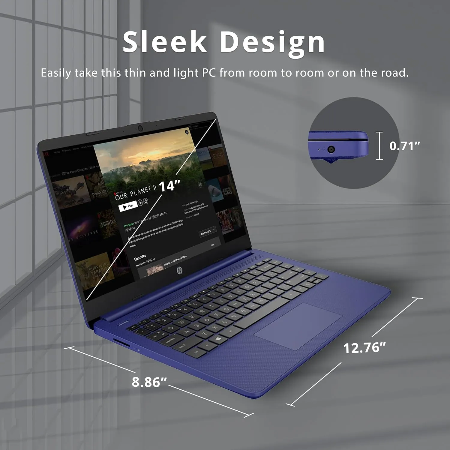 HP Stream 14" HD Lightweight Laptop, Intel Celeron N4120, 8GB RAM, 224GB Storage(64GB eMMC   160GB Docking Station), Intel UHD Graphics, HD Webcam, 1 Year Office 365, WiFi, Bluetooth, Win 11s, Blue