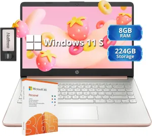 HP Stream 14" HD Lightweight Laptop, Intel Celeron N4120, 8GB RAM, 224GB Storage(64GB eMMC   160GB Docking Station), Intel UHD Graphics, HD Webcam, 1 Year Office 365, WiFi, Bluetooth, Win 11s, Gold