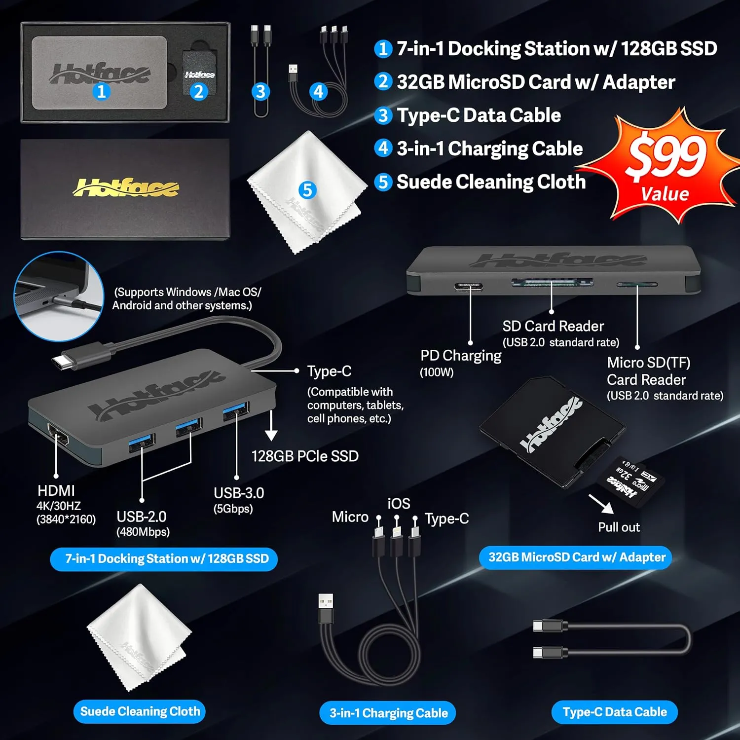 HP Stream 14" HD Lightweight Laptop, Intel Celeron N4120, 8GB RAM, 224GB Storage(64GB eMMC   160GB Docking Station), Intel UHD Graphics, HD Webcam, 1 Year Office 365, WiFi, Bluetooth, Win 11s, Gold