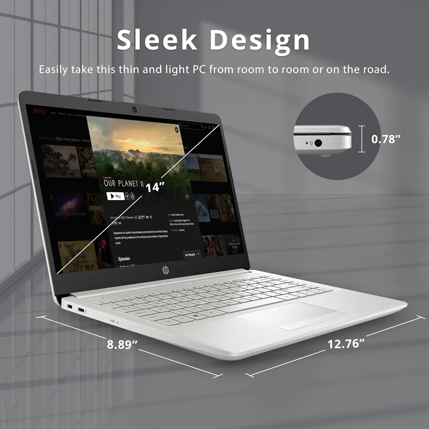 HP Stream 14" HD Lightweight Laptop, Intel Celeron N4120, 8GB RAM, 224GB Storage(64GB eMMC   160GB Docking Station), Intel UHD Graphics, HD Webcam, 1 Year Office 365, WiFi, Bluetooth, Win 11s, Silver
