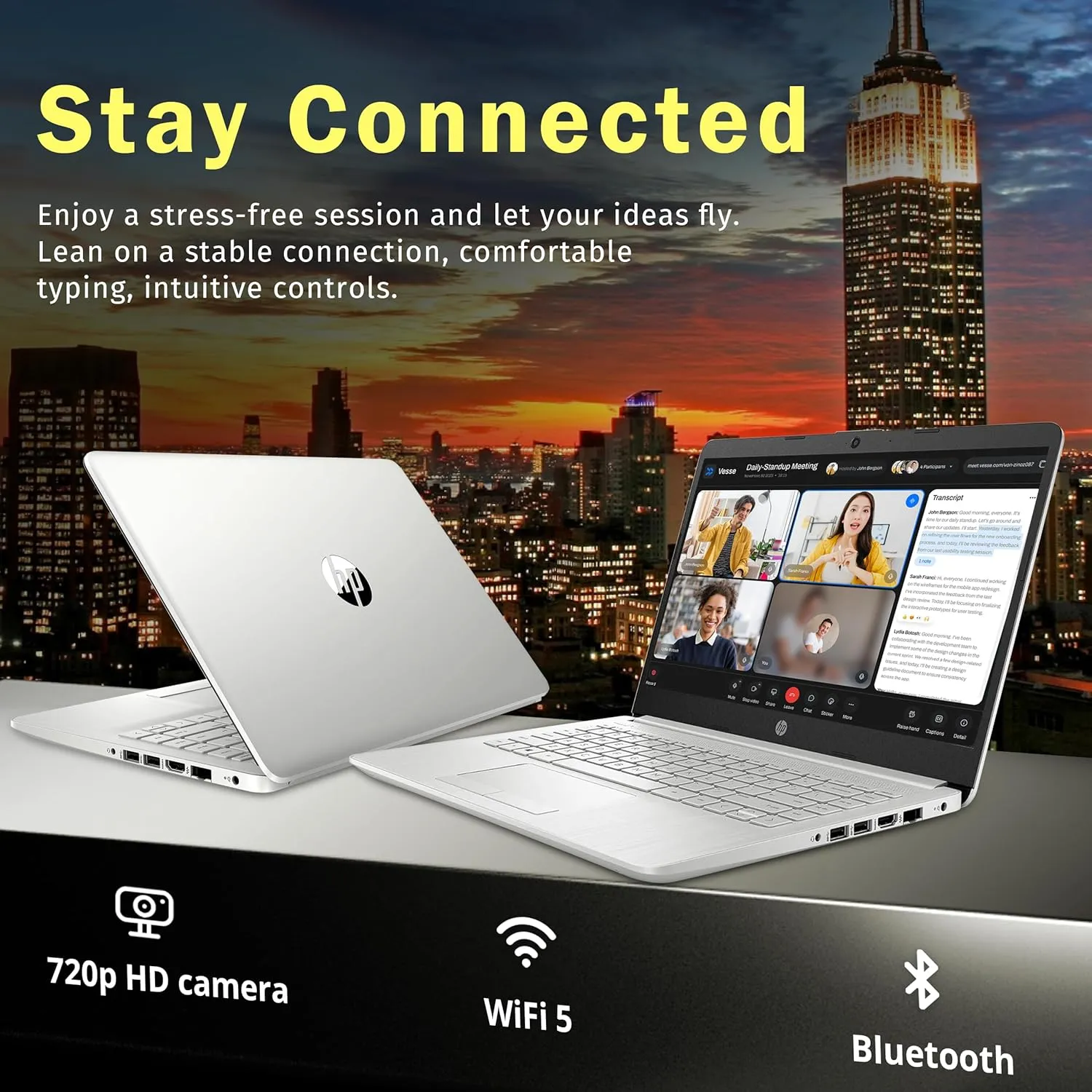 HP Stream 14" HD Lightweight Laptop, Intel Celeron N4120, 8GB RAM, 224GB Storage(64GB eMMC   160GB Docking Station), Intel UHD Graphics, HD Webcam, 1 Year Office 365, WiFi, Bluetooth, Win 11s, Silver