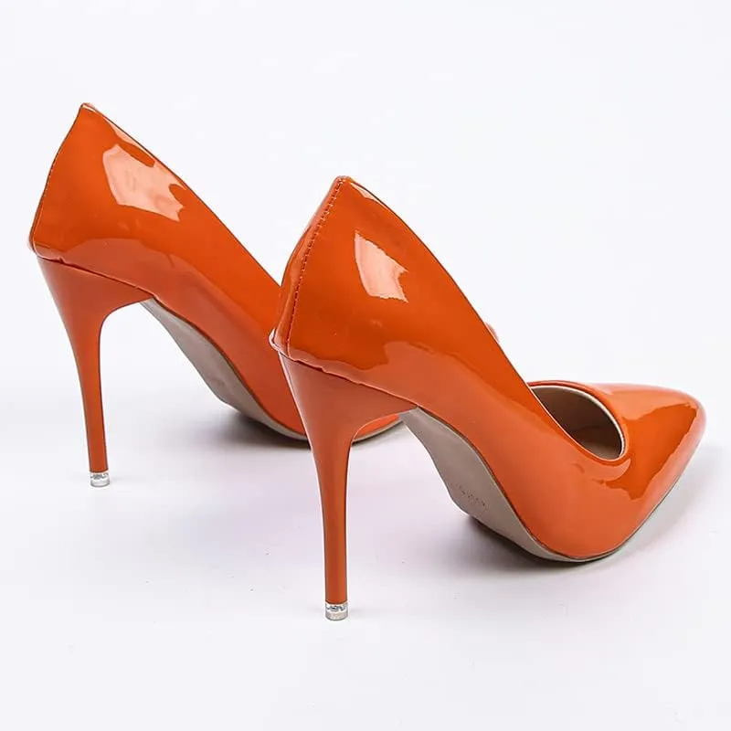 HuangTaiJi Qing Women's Fashion Stiletto Heels Shoes Simple Sexy Closed Toe High Heeled Slip-on Dress Pumps for Work