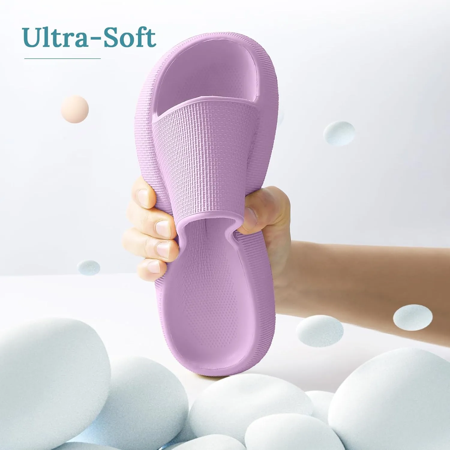 HUXMEYSON Cloud Slippers for Women and Men, Pillow Slippers Super Soft, Thick Sole Slides for Women with Anti-Skid Sole