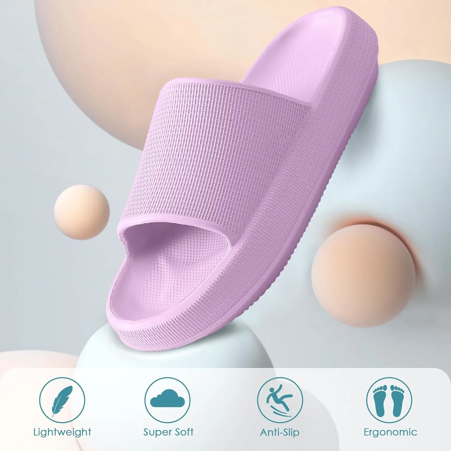 HUXMEYSON Cloud Slippers for Women and Men, Pillow Slippers Super Soft, Thick Sole Slides for Women with Anti-Skid Sole
