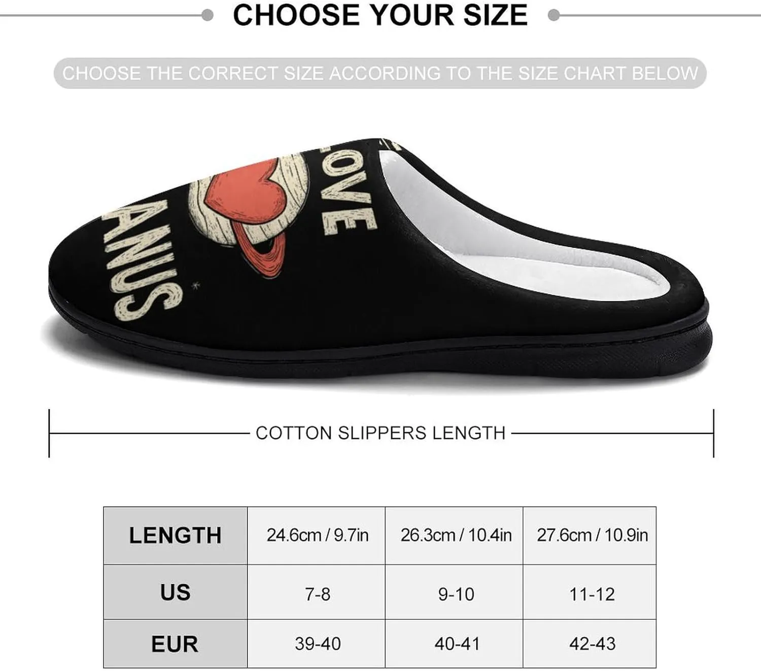 I Love Uranus Comfort Womens Cotton Slippers Winter Warm Slip-on House Shoes For Home Office Hotel