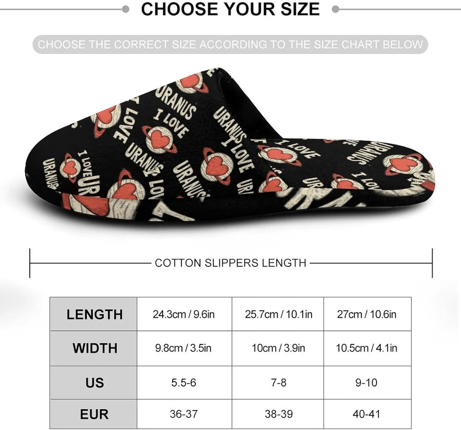 I Love Uranus Cozy Womens Flannel Slippers Winter Warm Slip-on House Shoes For Home Office Hotel