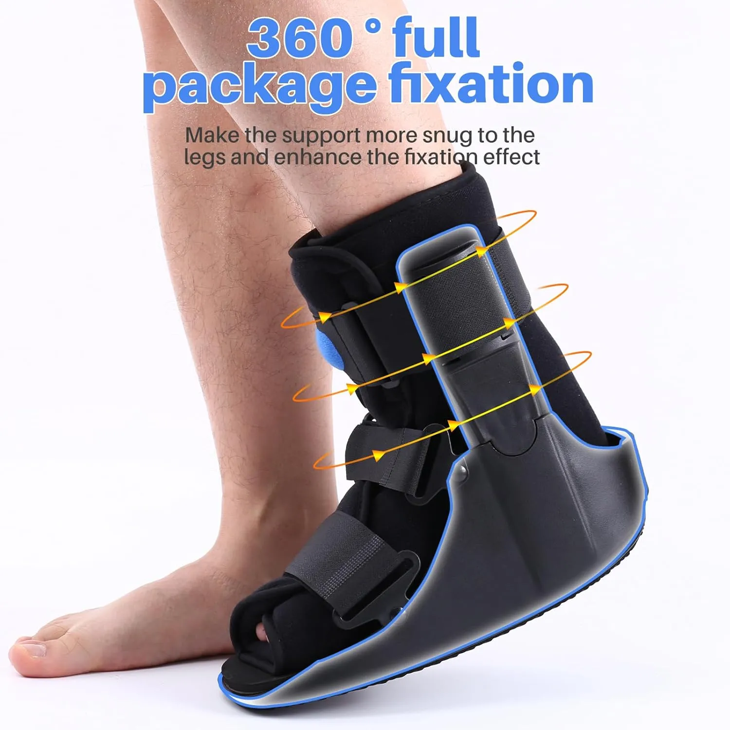 Inflatable Walking Boot, Air Cam Walker Fracture Boot Orthopaedic boot for Sprained Ankle, Short Air Walker Brace for Broken Foot Achilles Tendon Injury Black (Small)
