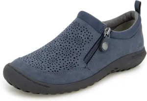 JBU Women's Loafer Side Zipper Slip On Comfort Casual Oxford Flat