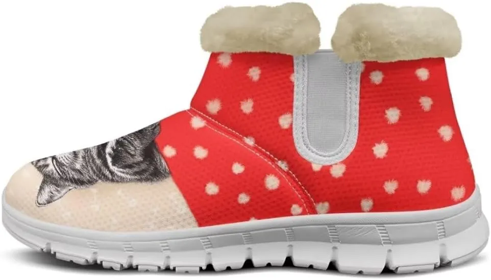 Jeiento Womens Snow Boots Winter Snow Warm Slip on Anti-Slip Winter Shoes for Women Ankle Boots With Warm Flannel Lining