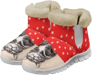 Jeiento Womens Snow Boots Winter Snow Warm Slip on Anti-Slip Winter Shoes for Women Ankle Boots With Warm Flannel Lining