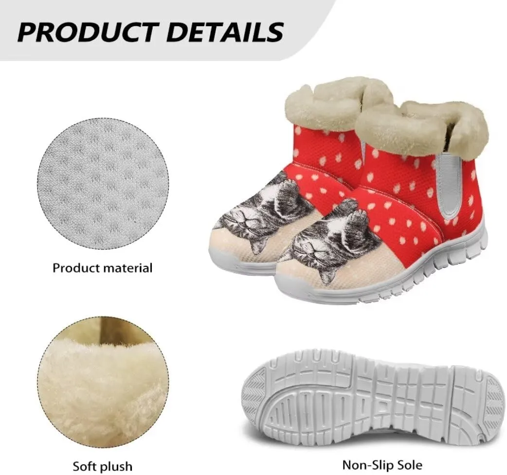 Jeiento Womens Snow Boots Winter Snow Warm Slip on Anti-Slip Winter Shoes for Women Ankle Boots With Warm Flannel Lining