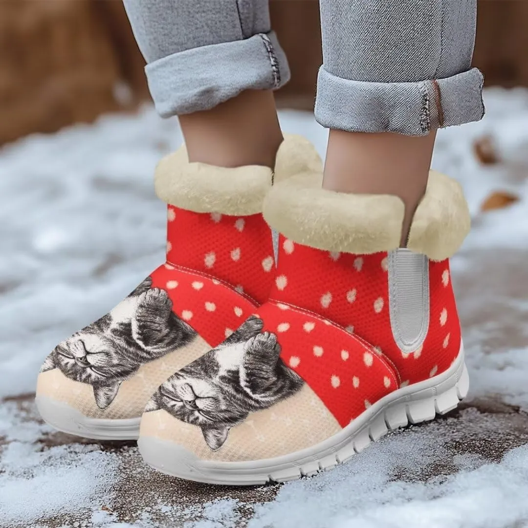 Jeiento Womens Snow Boots Winter Snow Warm Slip on Anti-Slip Winter Shoes for Women Ankle Boots With Warm Flannel Lining