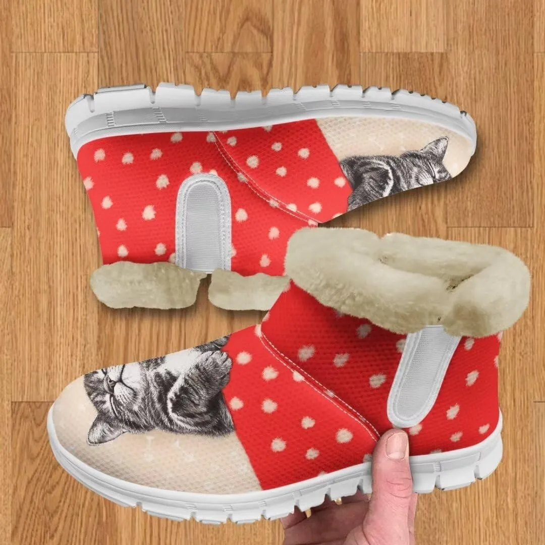 Jeiento Womens Snow Boots Winter Snow Warm Slip on Anti-Slip Winter Shoes for Women Ankle Boots With Warm Flannel Lining