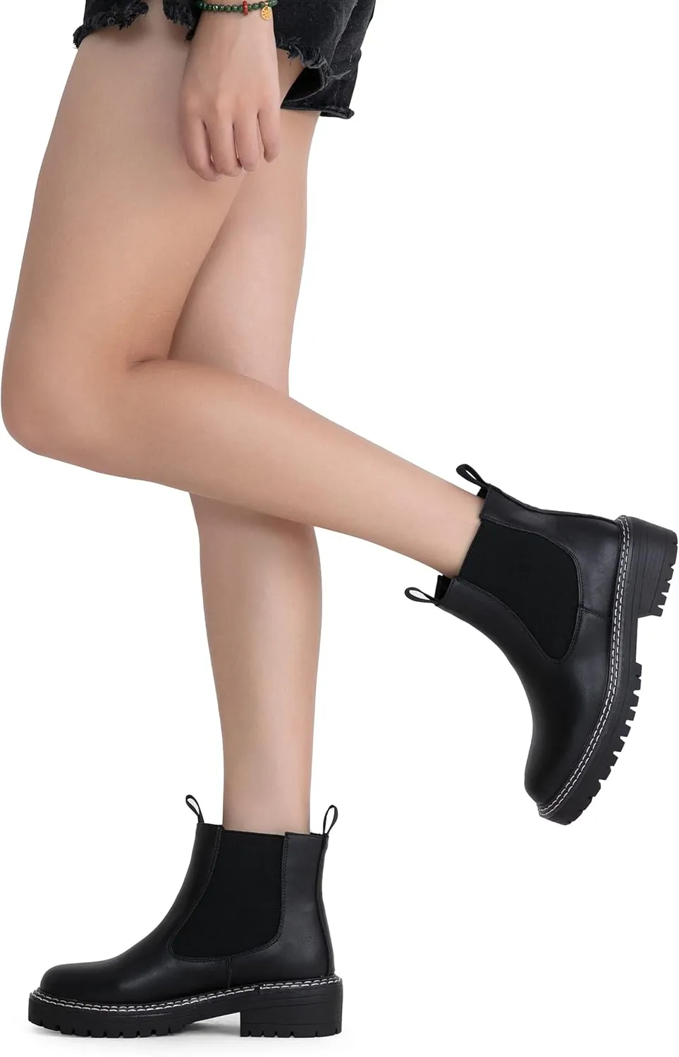 Jeossy Women's 9605 Chelsea Ankle Boots Slip on Short Booties