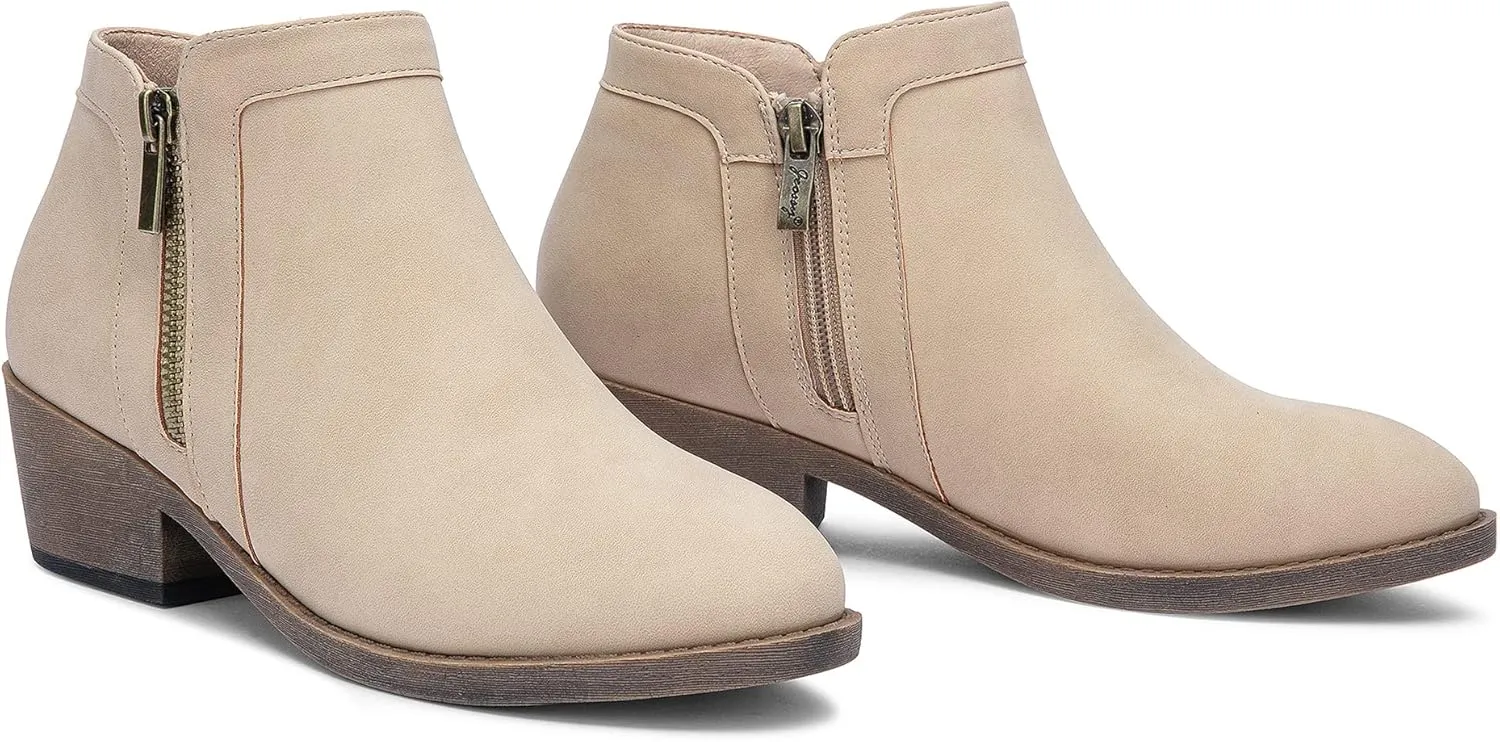 Jeossy Women's 9618 Classic Ankle Boots Slip on Chunky Heel Boots for Women