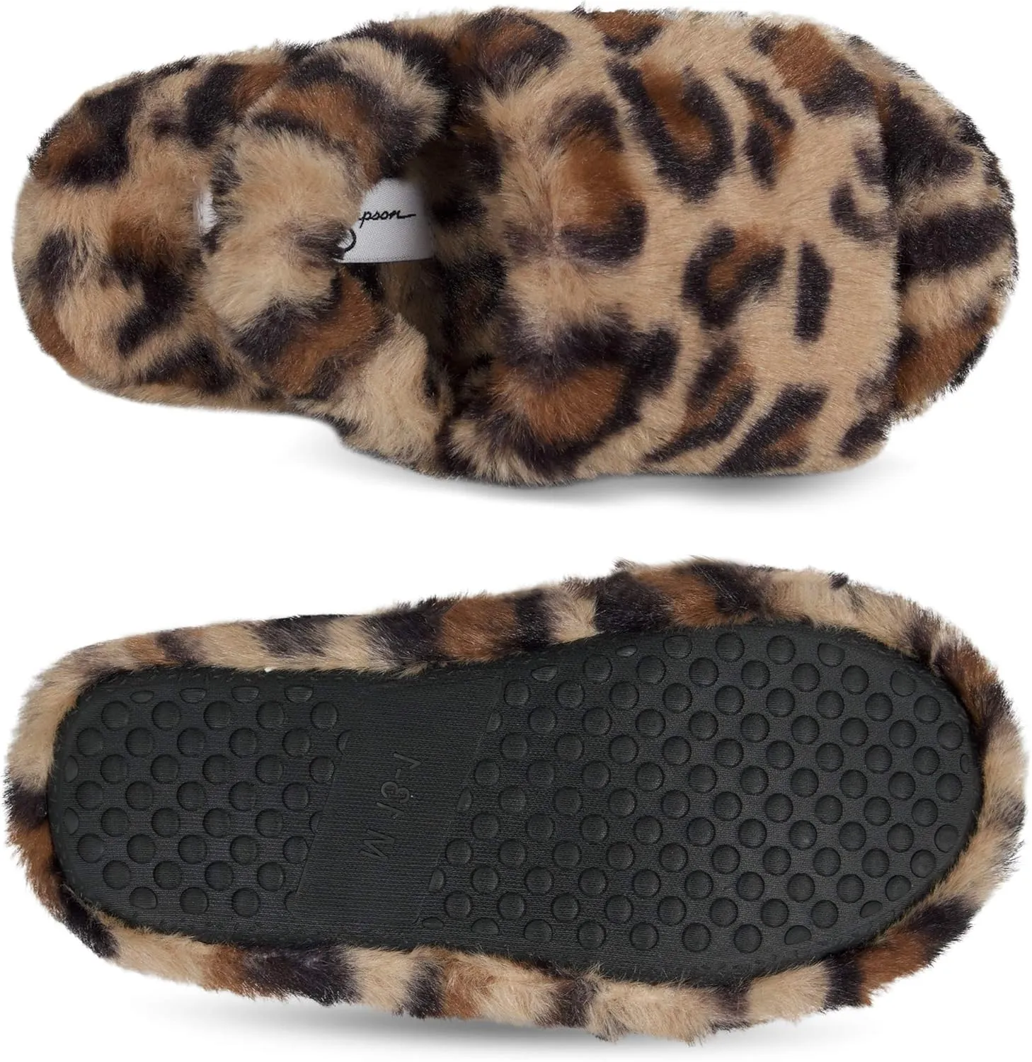 Jessica Simpson Girl's Plush Faux Fur Slip on House Slippers with Memory Foam