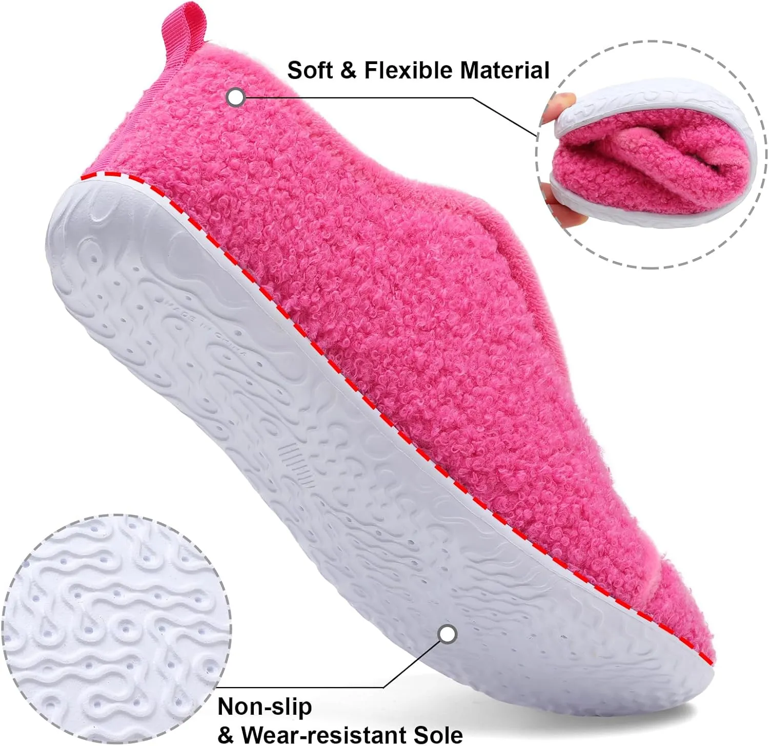 JIASUQI Womens Slippers Fuzzy Slip-on House Shoes Indoor Outdoor Slippers for Women