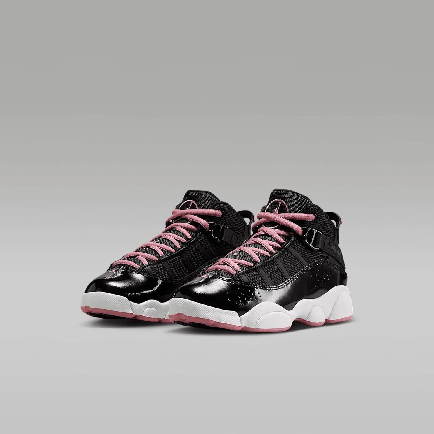 Jordan 6 Rings Little Kids' Shoes (323432-068, Black/White/Anthracite/Rust Pink)