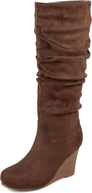Journee Collection Women's Haze Wedge Knee High Boots - Brown - 9