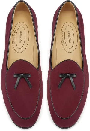 Journey West Suede Tassel Loafer for Women Slip-on Belgian Penny Loafers Shoes for Women in Many Colors