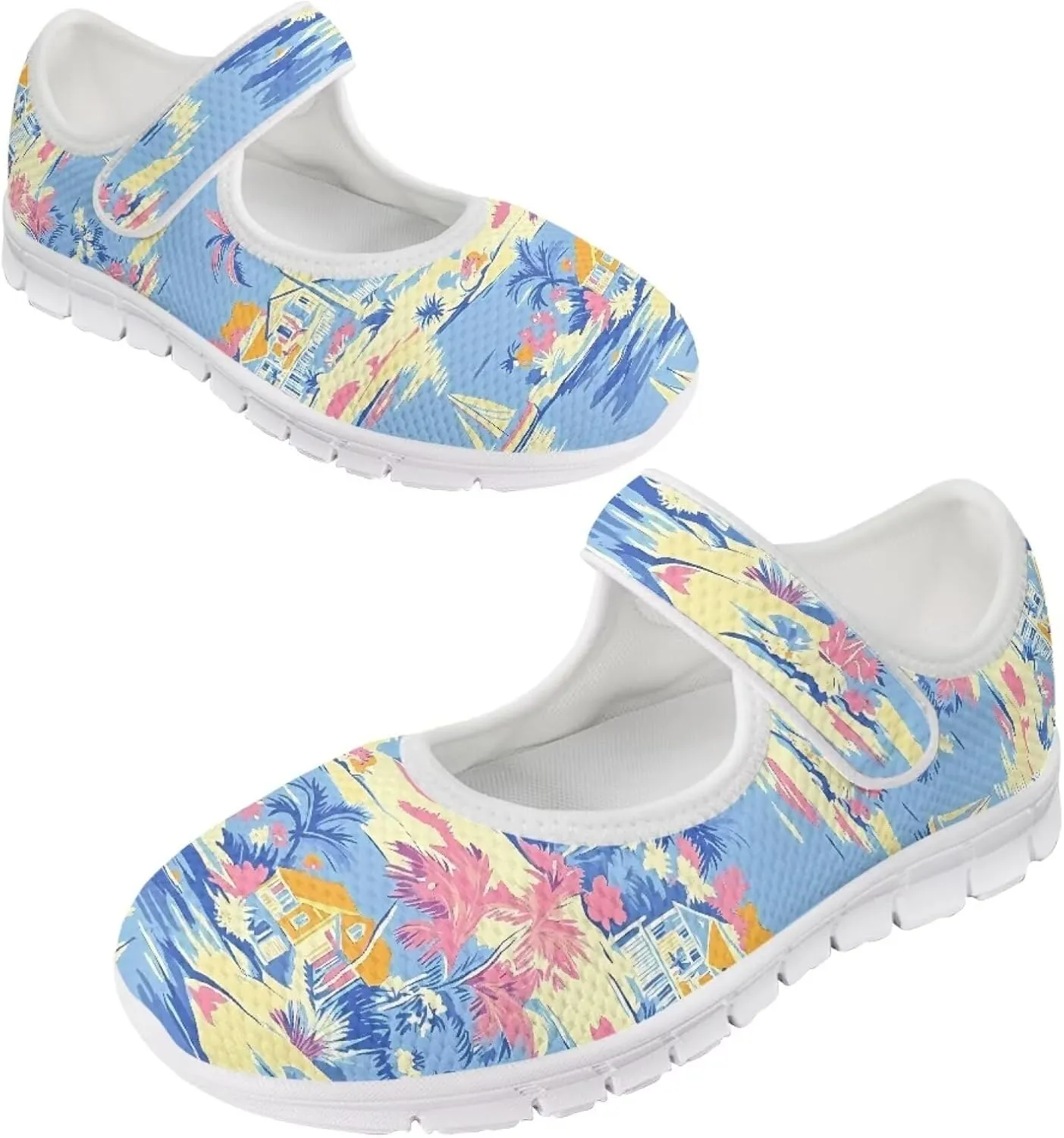 JoyLamoria Womens Slip on Fashion Mary Jane Shoes Retro Mushroom Painted Flats Causal Road Walking Shoes Non Slip Platform