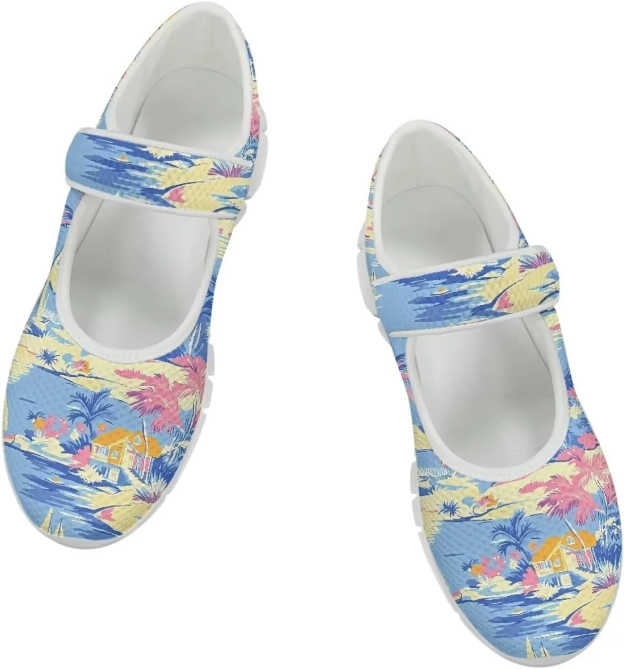 JoyLamoria Womens Slip on Fashion Mary Jane Shoes Retro Mushroom Painted Flats Causal Road Walking Shoes Non Slip Platform