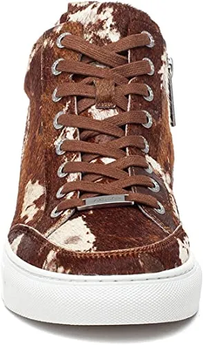 J/Slides Women's Ludlow Pony Lace Up Rounded Toe Sneaker Brown Pony (Brown Pony, 6.5)