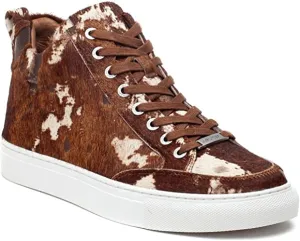 J/Slides Women's Ludlow Pony Lace Up Rounded Toe Sneaker Brown Pony (Brown Pony, 6.5)