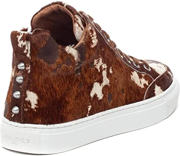 J/Slides Women's Ludlow Pony Lace Up Rounded Toe Sneaker Brown Pony (Brown Pony, 6.5)