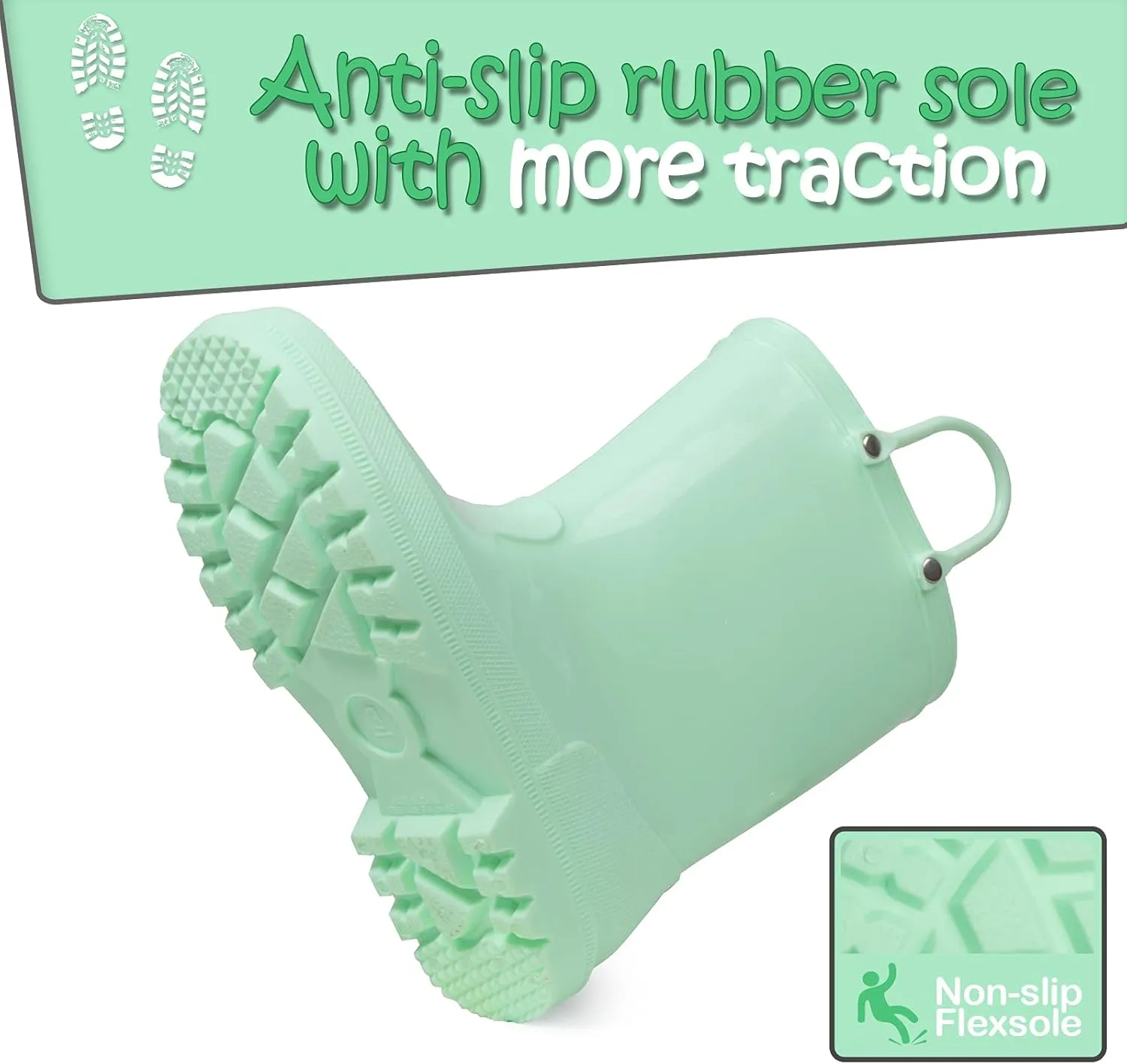 K KomForme Kids Girls & Boys Rain Boots with Easy-on Handles Waterproof Outdoors
