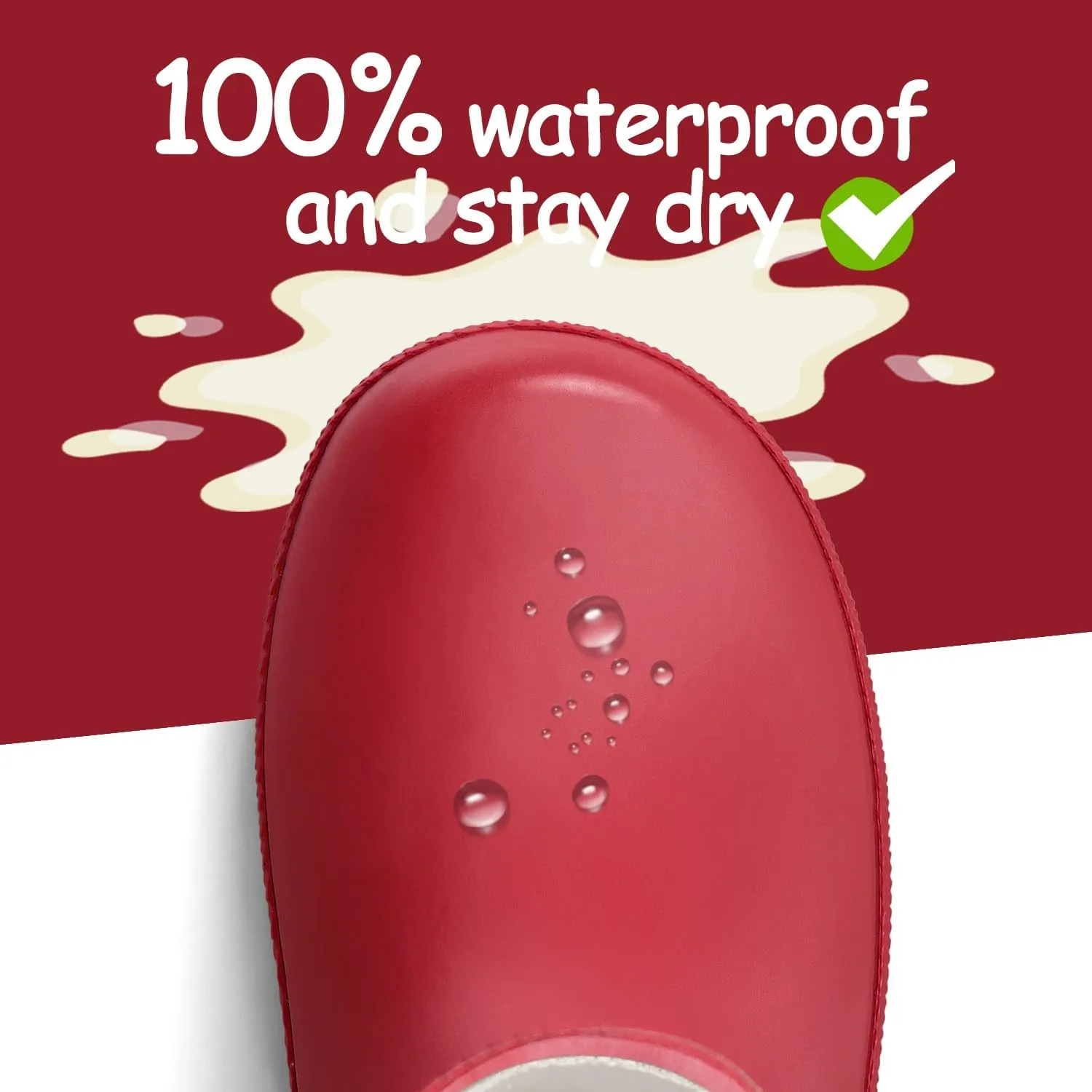 K KomForme Kids Rain Boots, Waterproof Rubber Matte Boots with Easy-on Handles