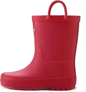 K KomForme Kids Rain Boots, Waterproof Rubber Matte Boots with Easy-on Handles