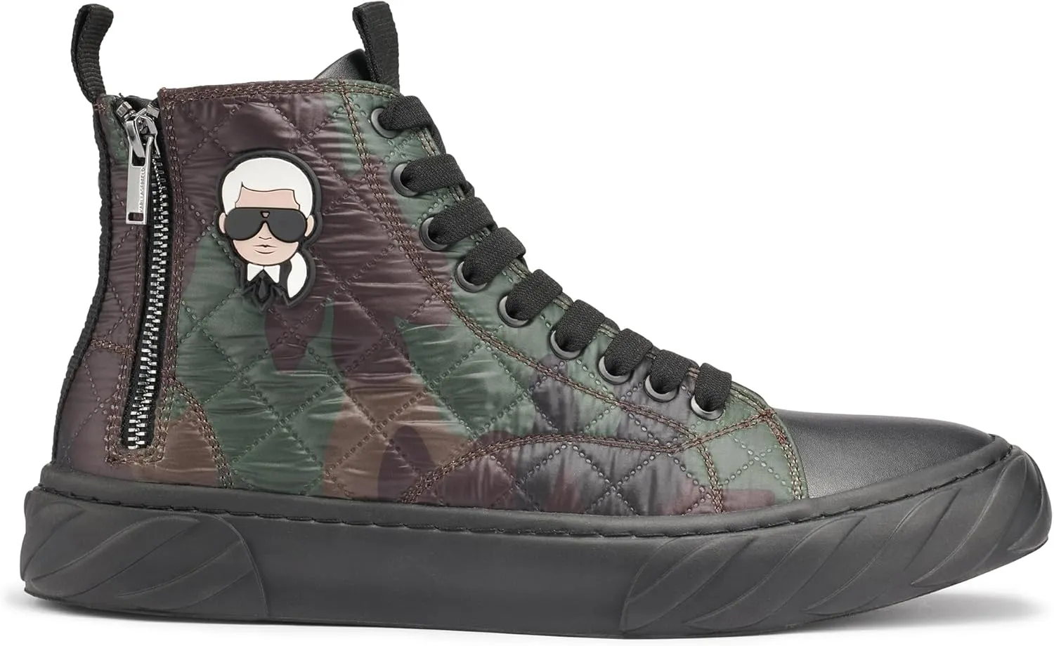 Karl Lagerfeld Paris Men's Double Back Zip Quilted Camo High Top Sneaker