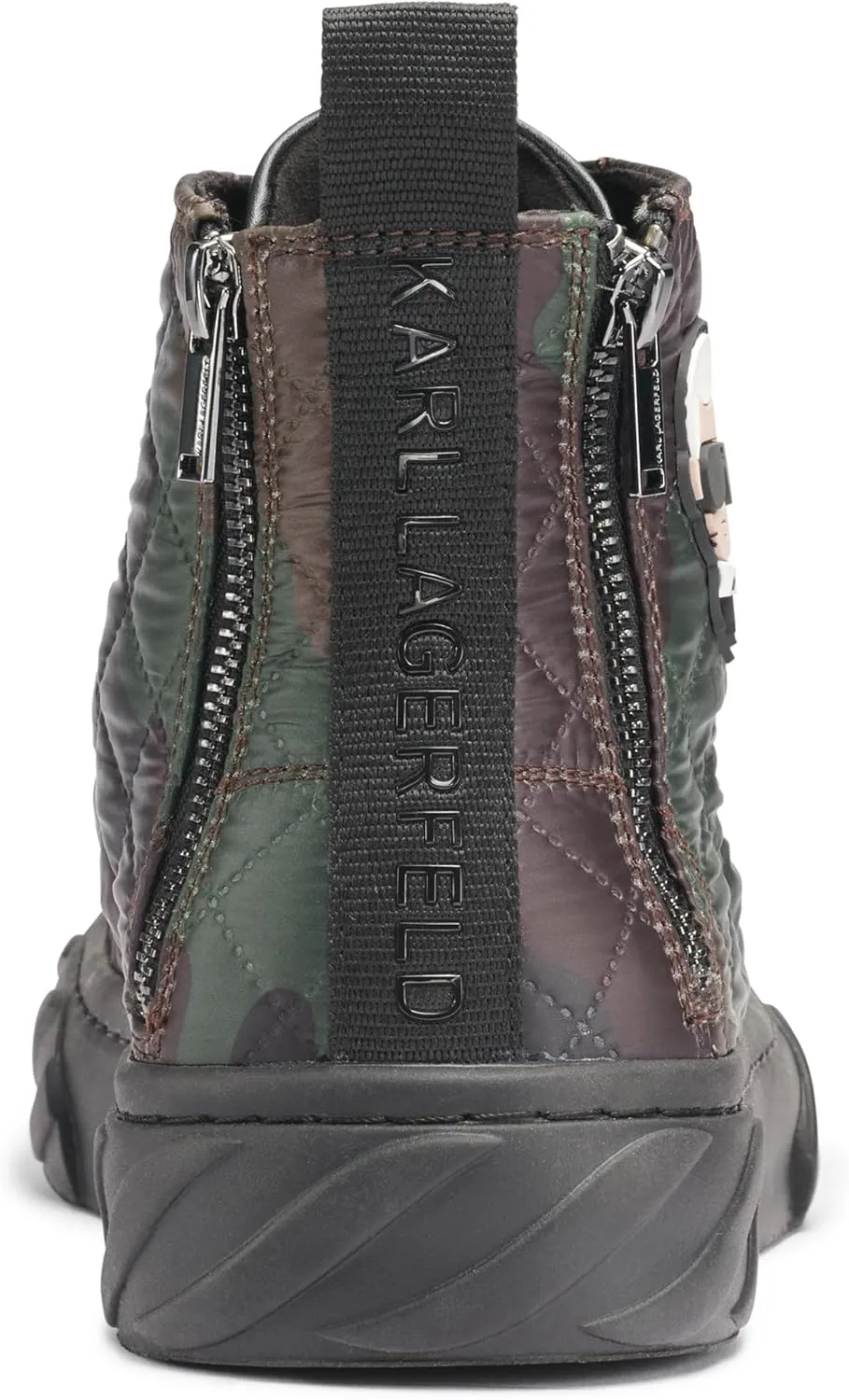 Karl Lagerfeld Paris Men's Double Back Zip Quilted Camo High Top Sneaker