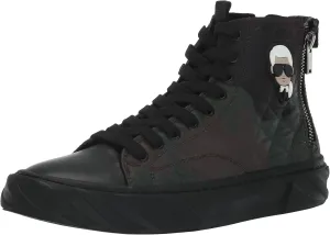 Karl Lagerfeld Paris Men's Double Back Zip Quilted Camo High Top Sneaker