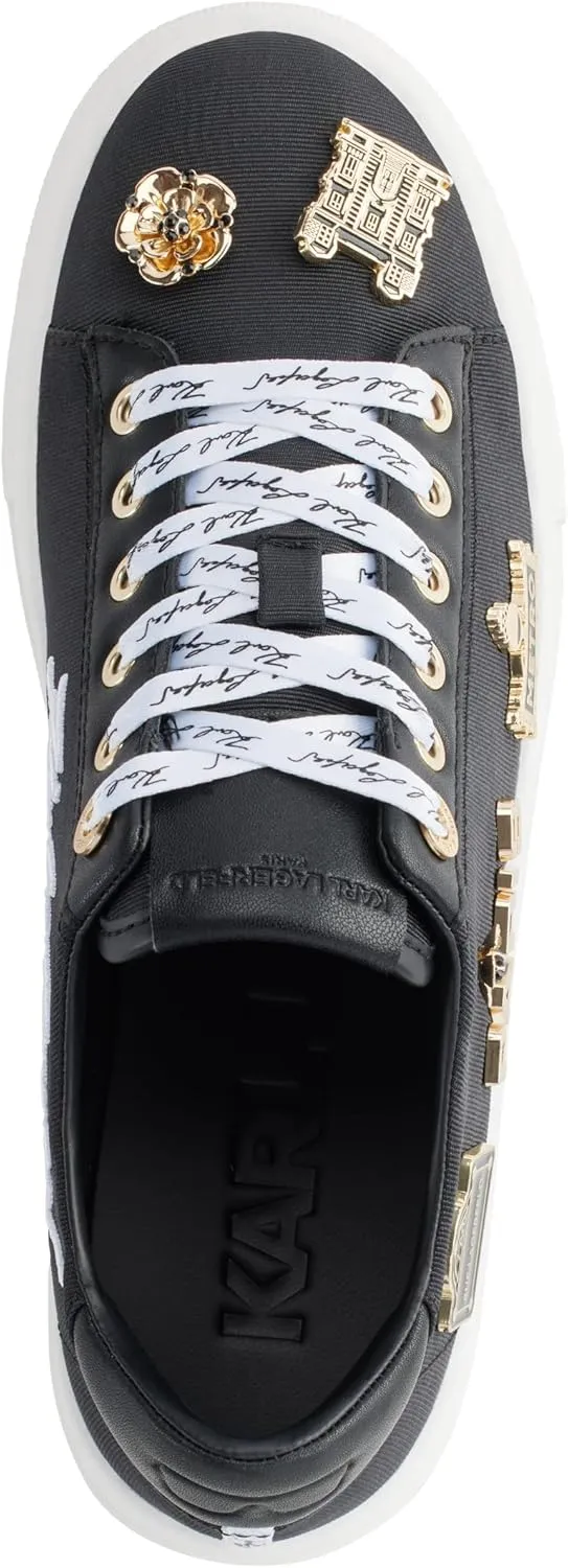 Karl Lagerfeld Paris Women's Cushioned Insole Everyday Cate Rue Pins-Lace Up Sneaker