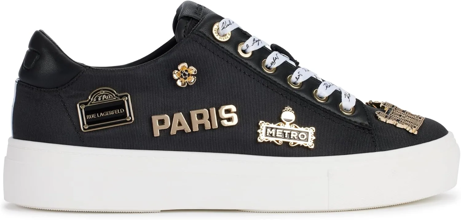 Karl Lagerfeld Paris Women's Cushioned Insole Everyday Cate Rue Pins-Lace Up Sneaker