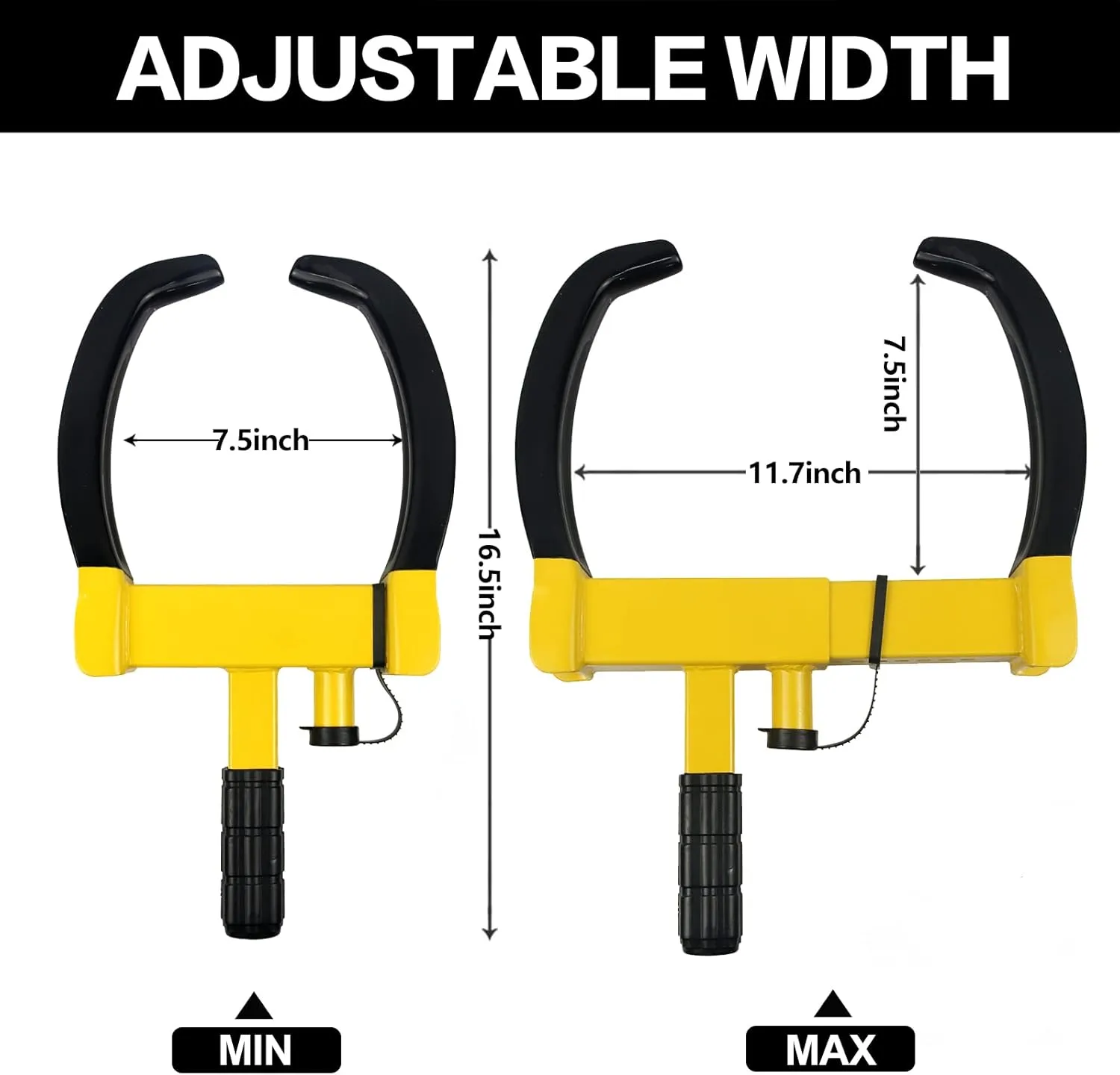KAYCENTOP Universal Wheel Lock Clamp Anti Theft Trailer Locks Fit Most Vehicles Max 11" Tire Width Security Tire Boot Lock for Trailers SUV Boats ATV's Motorcycles Golf Cart 2 Packs 6 Keys Alike