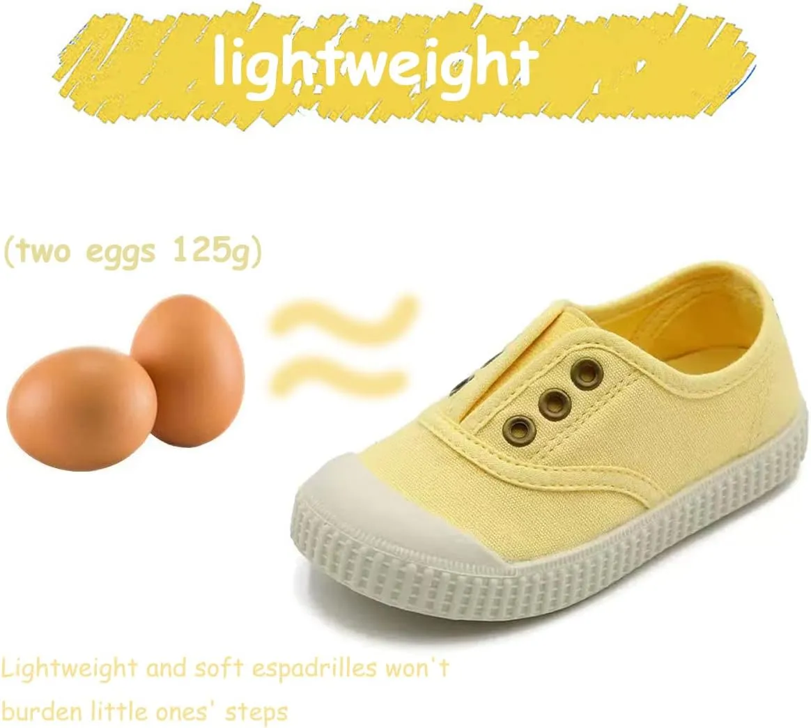 Kids Canvas Shoes Girls Boys Elastic Sneakers Slip on Tennis Shoes Soft Lightweight Footwear for Walking Running