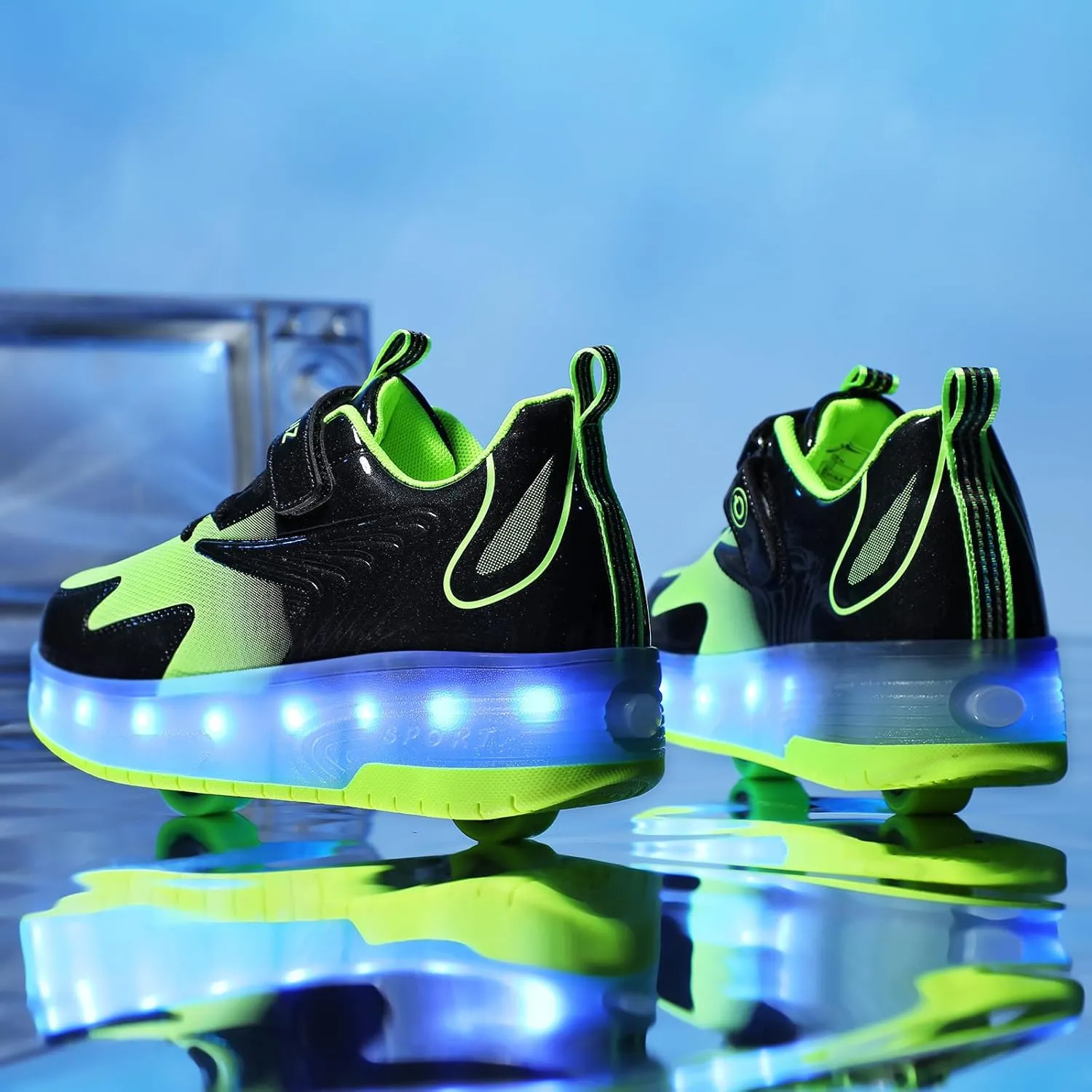 Kids LED Roller Skate Shoes with Double Wheels Rechargeable Retractable Wheels Light Up Sneakers for Christmas Birthday Gifts