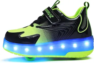 Kids LED Roller Skate Shoes with Double Wheels Rechargeable Retractable Wheels Light Up Sneakers for Christmas Birthday Gifts